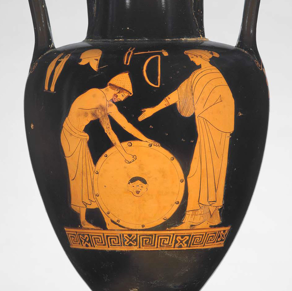 Hephaestus polishing Achilles's shield for Thetis